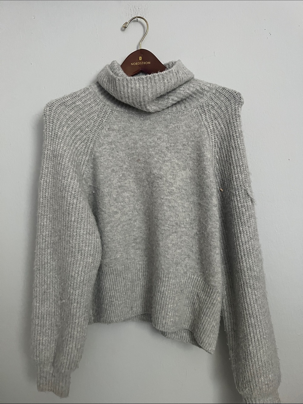 Elodie Light Gray Cowl Turtleneck Sweater